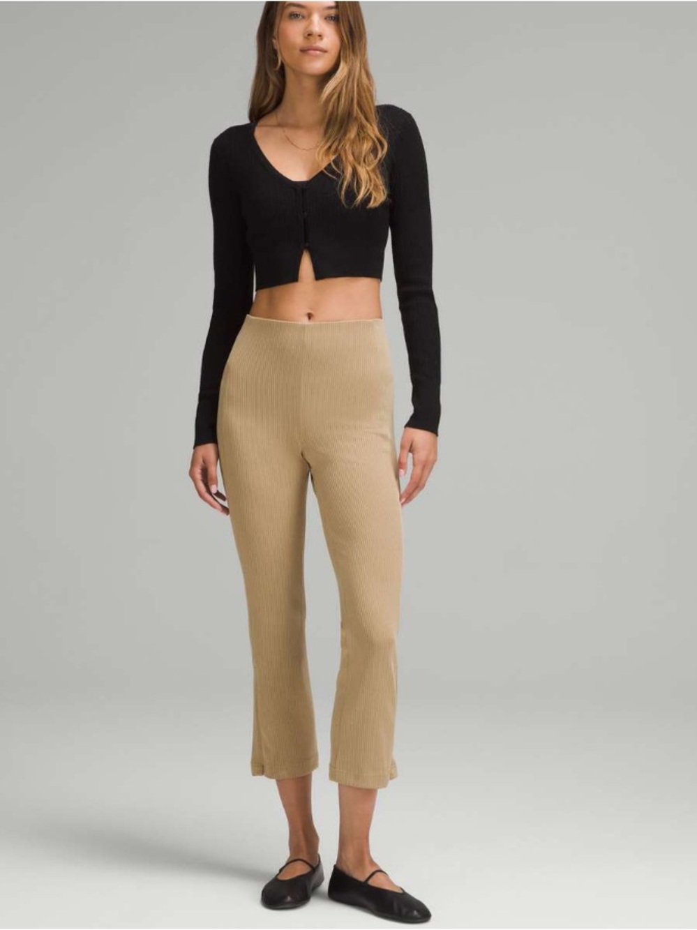 Lululemon Ribbed Softstreme Zip-Leg Cropped Pants Filbert | Tan | 8